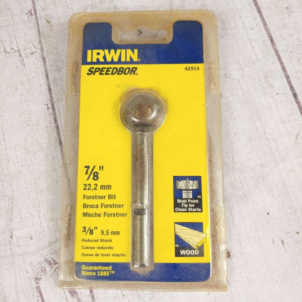 Irwin Speedbor 42914 Forstner Bit 7/8" Wood Boring Bit 3/8" Reduced Shank New